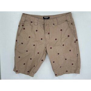 Trukfit Men's Shorts Chino Embroidered Logo Tan Flat Front Cotton 34 Ins - 12"
